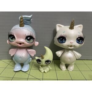 MGA Oopsie Poopsie Sparkly Critter Unicorn Cat Fish Moon Rainbow Slime Lot Of 3